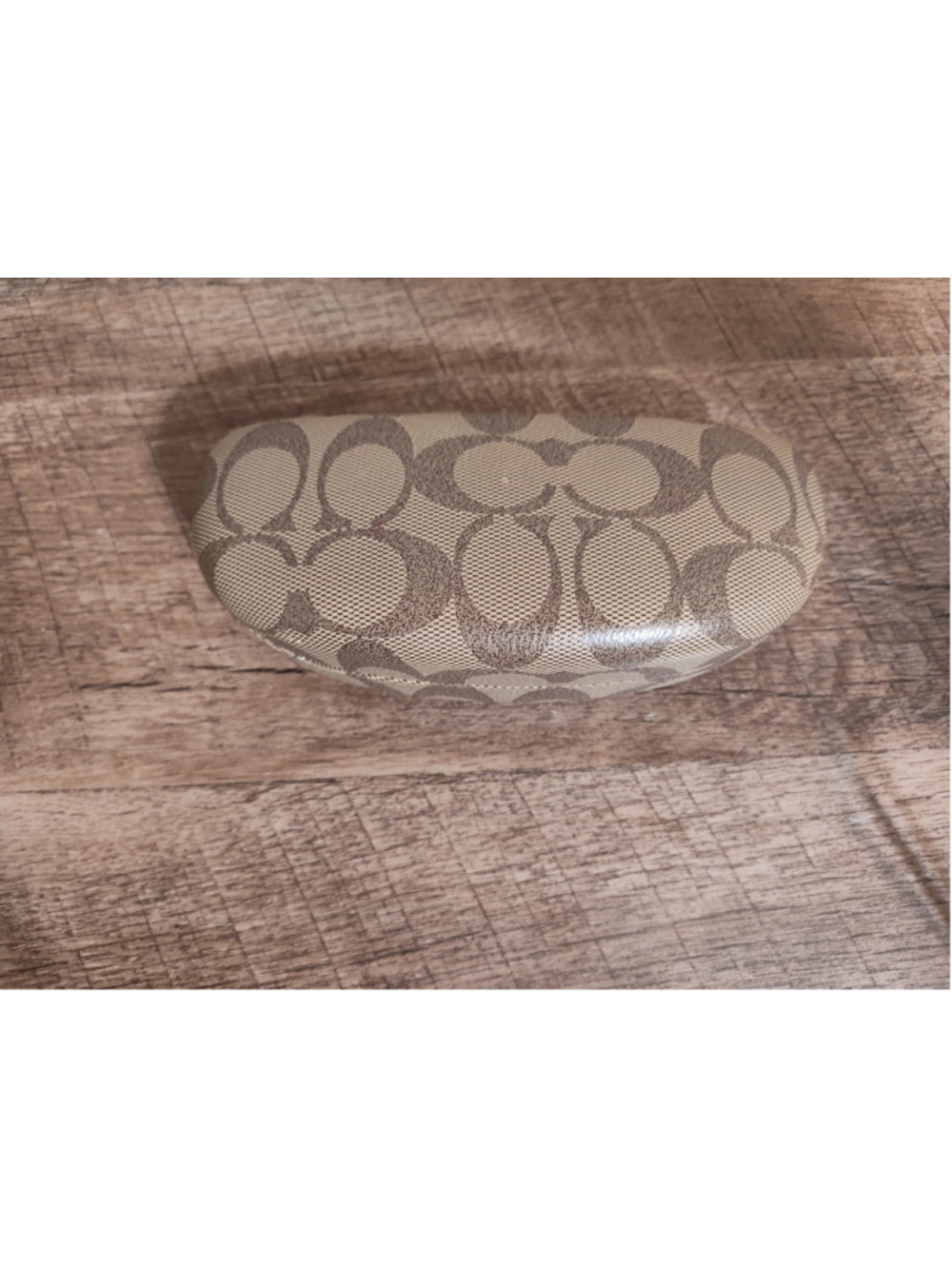 Coach Women's Signature Logo Eyeglass Case, One Size, Beige and Brown